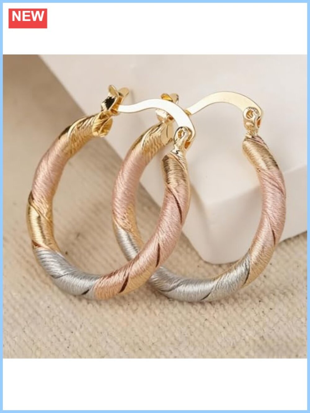 Vintage Style Hoop Earrings with Embossed Rhombus Pattern